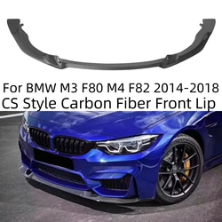 Car Carbon Front Bumper Spoiler Lip Lower Body Kit Splitter Guard CS Style Auto Accessories For BMW F80 M3 F82 F83 M4 2014-2018