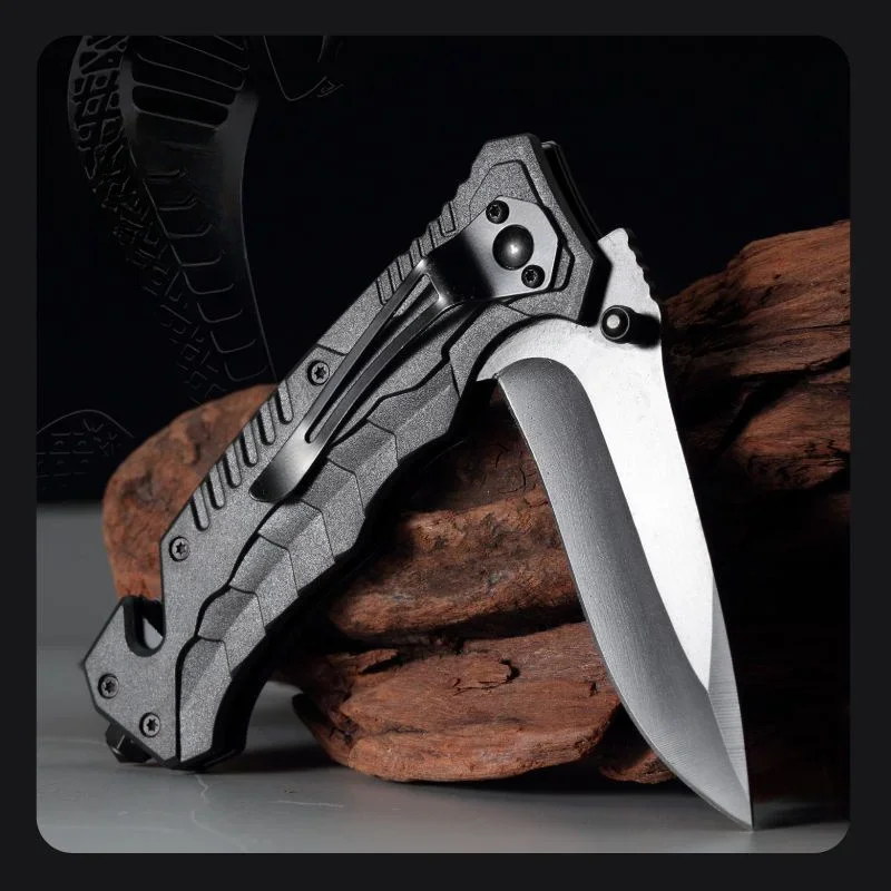 1pcs Portable Folding Knife Plastic Handle Stainless Steel Blade  Camping Survival Outdoor Tools