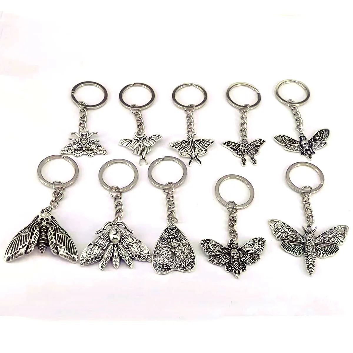 10 styles 1pcs new Animal moth skull head keychain for women man gift