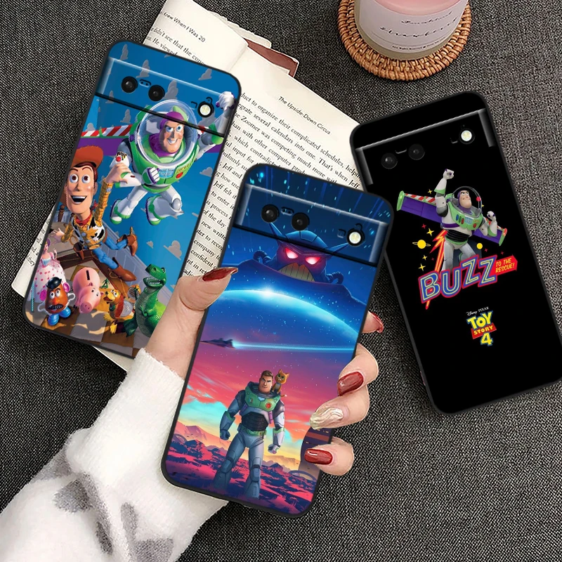 Toy Story Buzz Lightyear For Google Pixel 9 8 7A 7 6A 6 5A 5 4 4A XL 5G Black Silicon Shockproof Shell TPU Phone Case