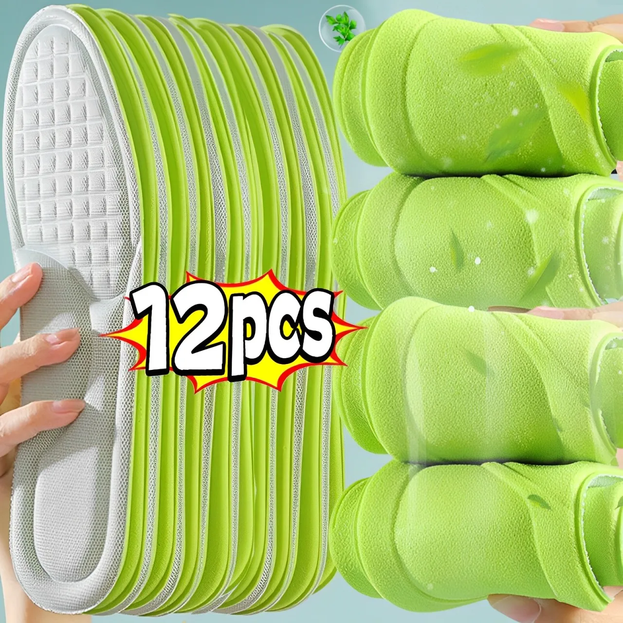 2/12pcs Memory Foam Nano Insoles Unisex Soft Sweat-Absorbing Shoe Sole Insert Paddings Women Men Orthopedic Sports Cushion