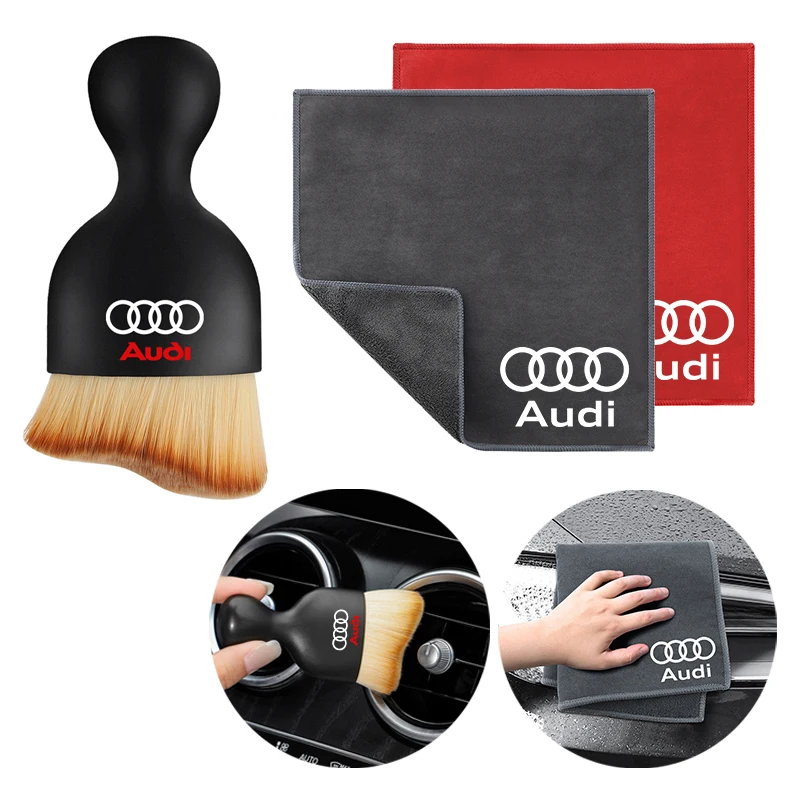 Car Towel Suede Double-sided Car Cleaning Cloth with Car Detail Cleaning brush for Audi A3 A5 A6 S3 S4 S5 S6 S7 S8 RS3 RS4 Q3