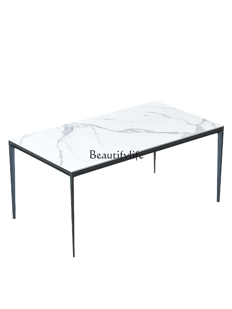 

Italian Minimalist Imported Stone Plate Dining Table Modern Minimalist Nordic Aluminum Alloy Frame Dining Table