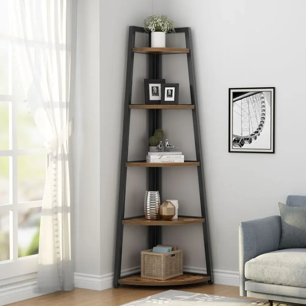 Bookcase Corner Book Shelf Rack Wood Bookshelf Storage Shelves