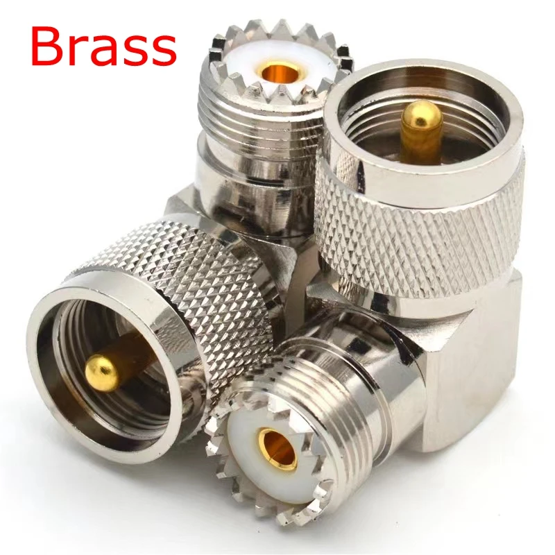 1Pcs PL259 To SO239 UHF Male Female Connector SL16 PL-259 90 Degree Right Angle UHF Male To UHF Female Coax Free Shipping Brass