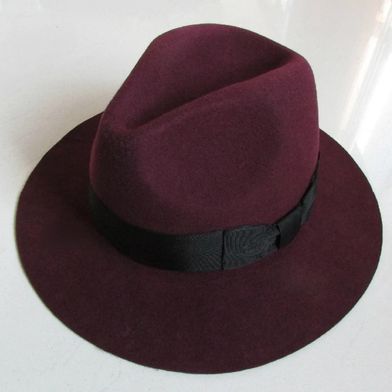 100% wool men\'s women\'s top hat fashion wide brim hat trend felt hat basin hat 7.5CM