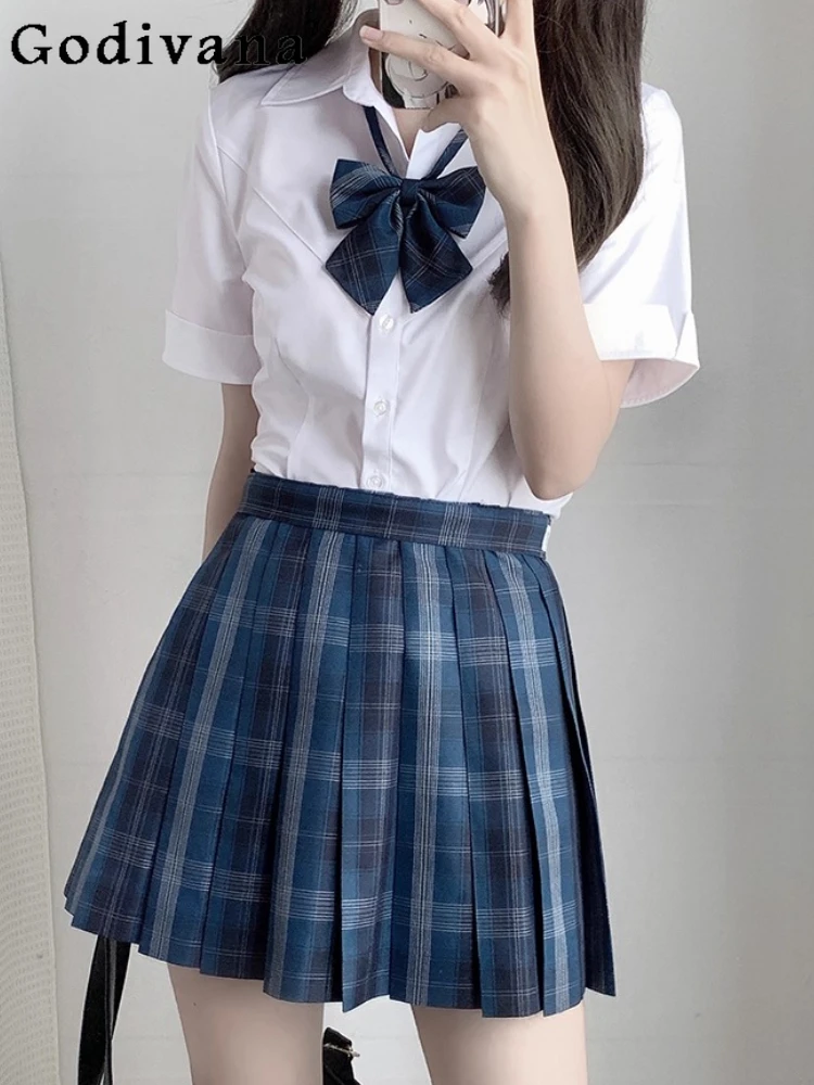 

Age Reduction JK Girl Summer New Short Sleeve White Turn-down Collar Shirt Simple Slim Versatile Age Reduction Solid Color Top