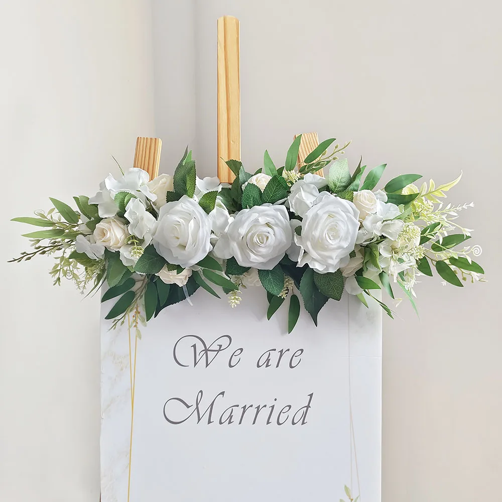 

Welcome decoration artificial flowers fake roses, flower row wedding chair back dining table mirror front door decoration