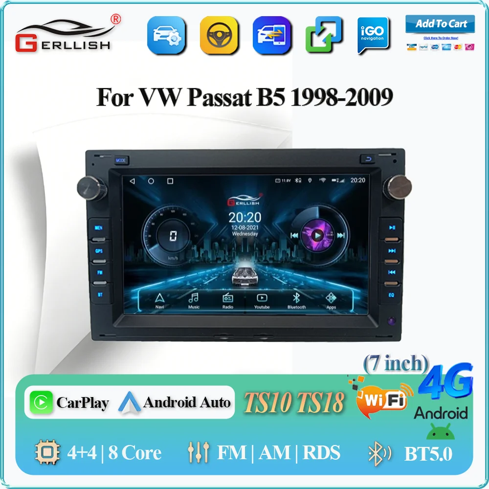 

Android 13 Car Radio Multimedia Player 7 Inch GPS for VW Passat B5 IPS Black Car Multimedia Player with USB And Bluetooth