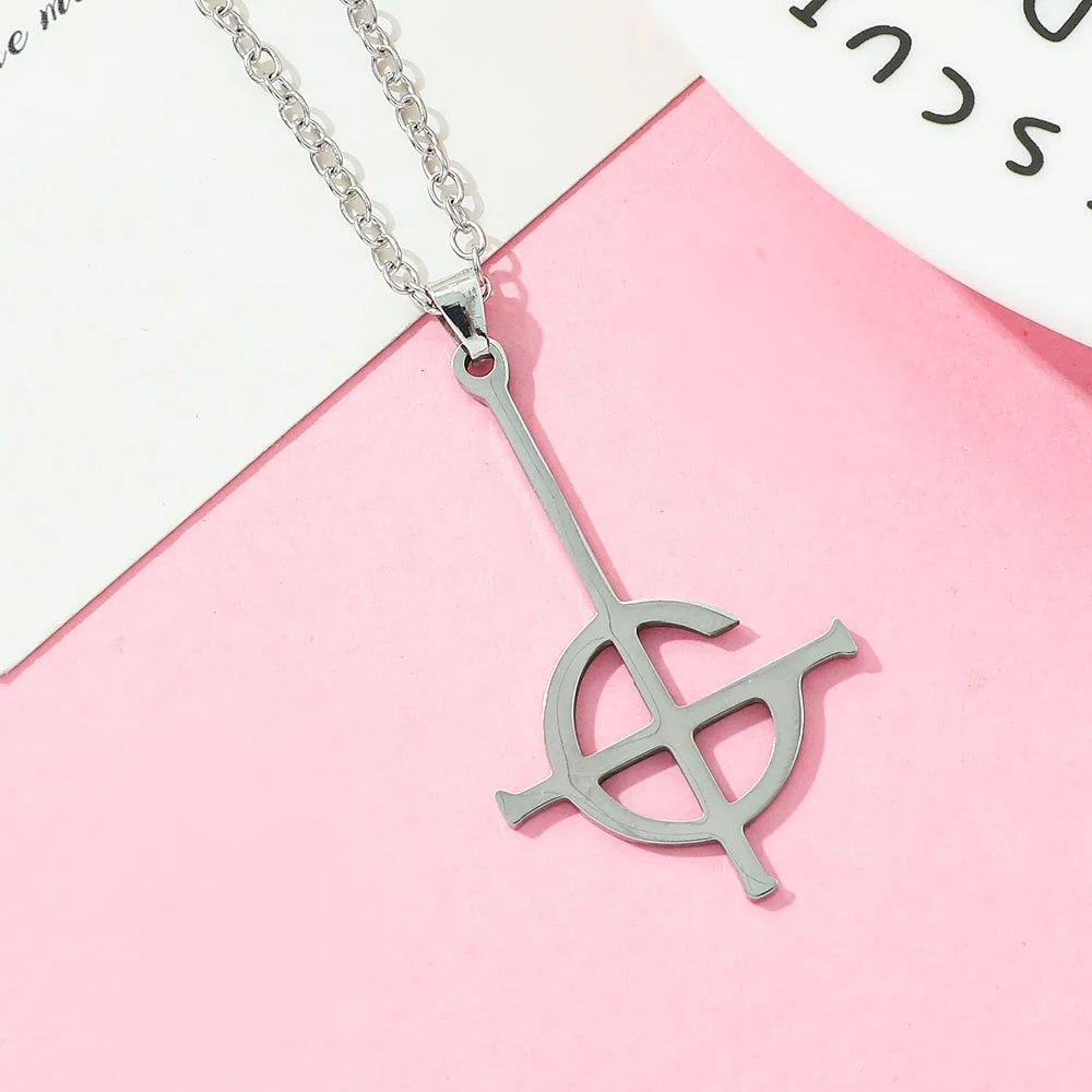 Ghost Rock Punk Style Cross Pendant Necklace - European American Fashion Accessory for Halloween Gift ﻿