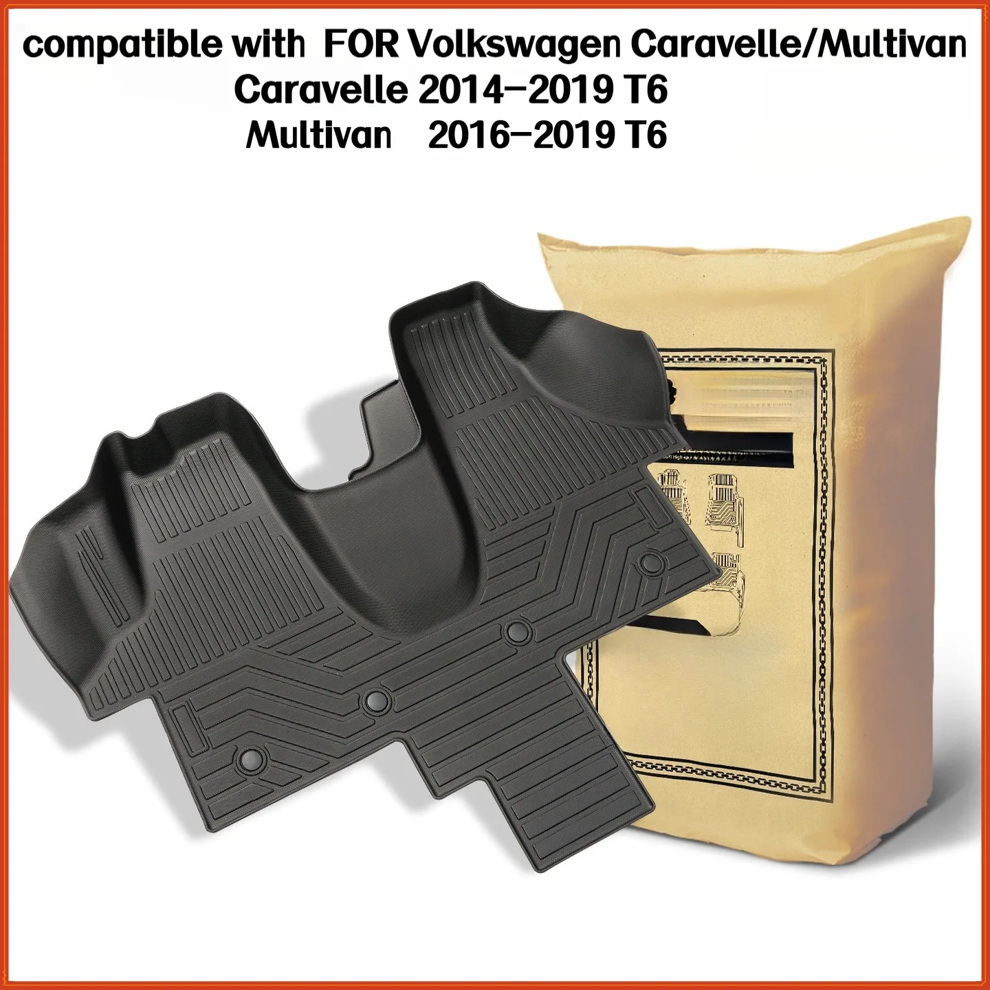 TPE Floor Mats Compatible with For Volkswagen Caravelle Multivan 2014-2019 LHD Waterproof Surround Threshold Accessories