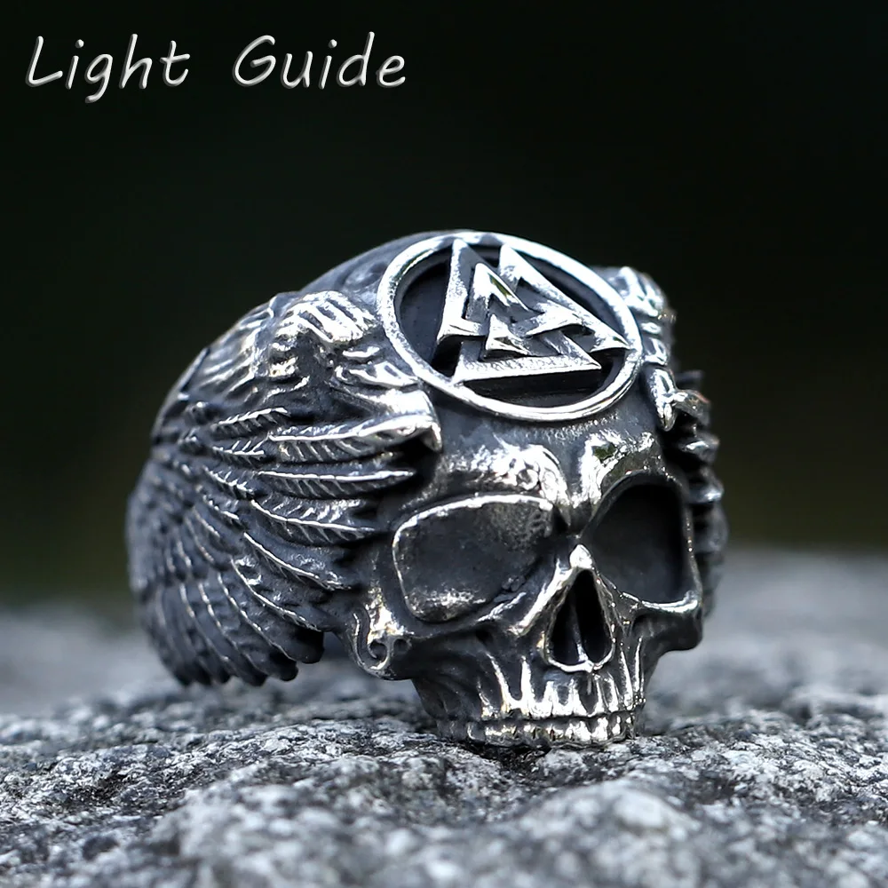 2025 NEW Men's 316L stainless-steel rings Unique skull and Valknut punk Ring for teens Amulet Jewelry Gifts free shipping