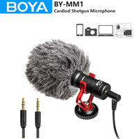 BOYA BY-MM1 On-camera Shotgun Microphone for iPhone Android Smartphone PC Laptop Canon Nikon DSLR Cameras Youtube Recording Vlog