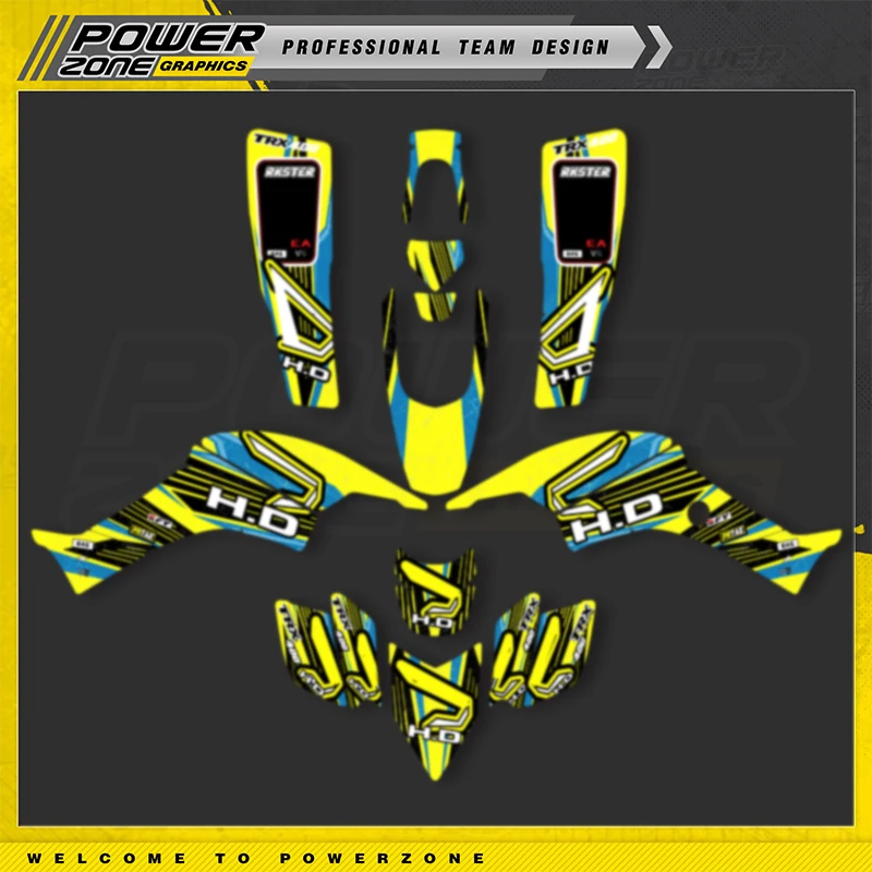 

PowerZone Custom Team Graphics Backgrounds Decals Stickers Kit For Honda 1999-2007 TRX400 EX Supermoto 400cc Custom Design 03
