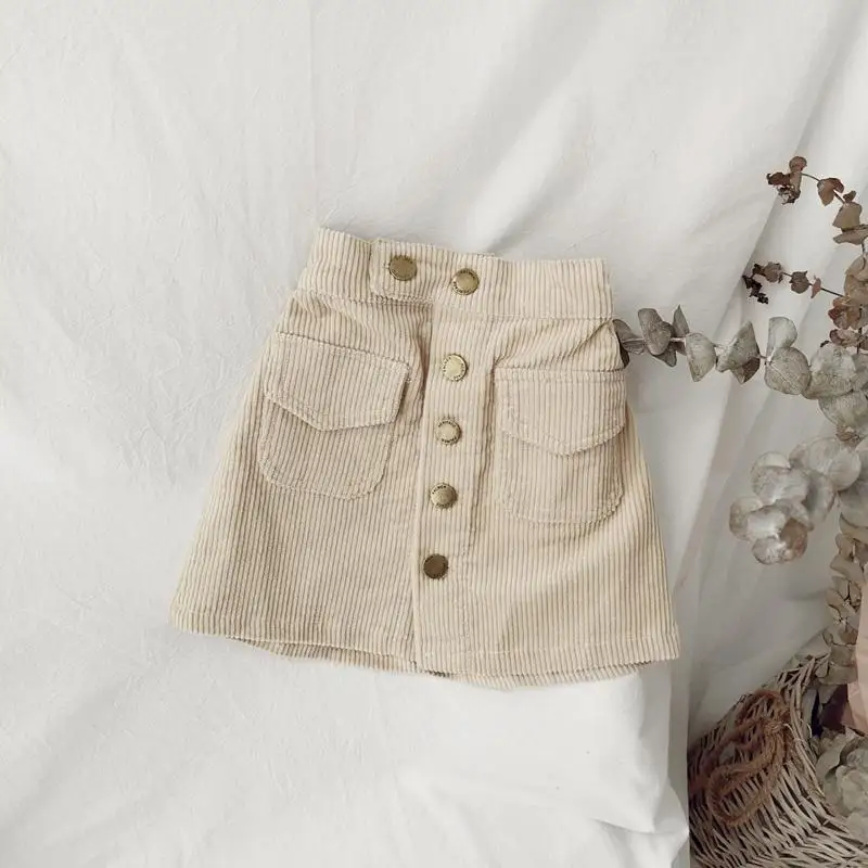 2024 New Baby Girl A-line Skirt Spring and Autumn New Girls Corduroy Short Skirt Versatile Children Skirt