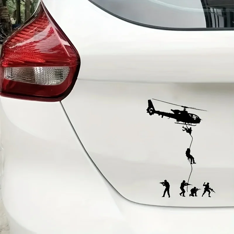 Helicopter Soldier Man SWAT Falling Car Stickers for Notebooks, Bottles, Trucks, Phones, Motorcycles, Suvs, Vehicle Paint