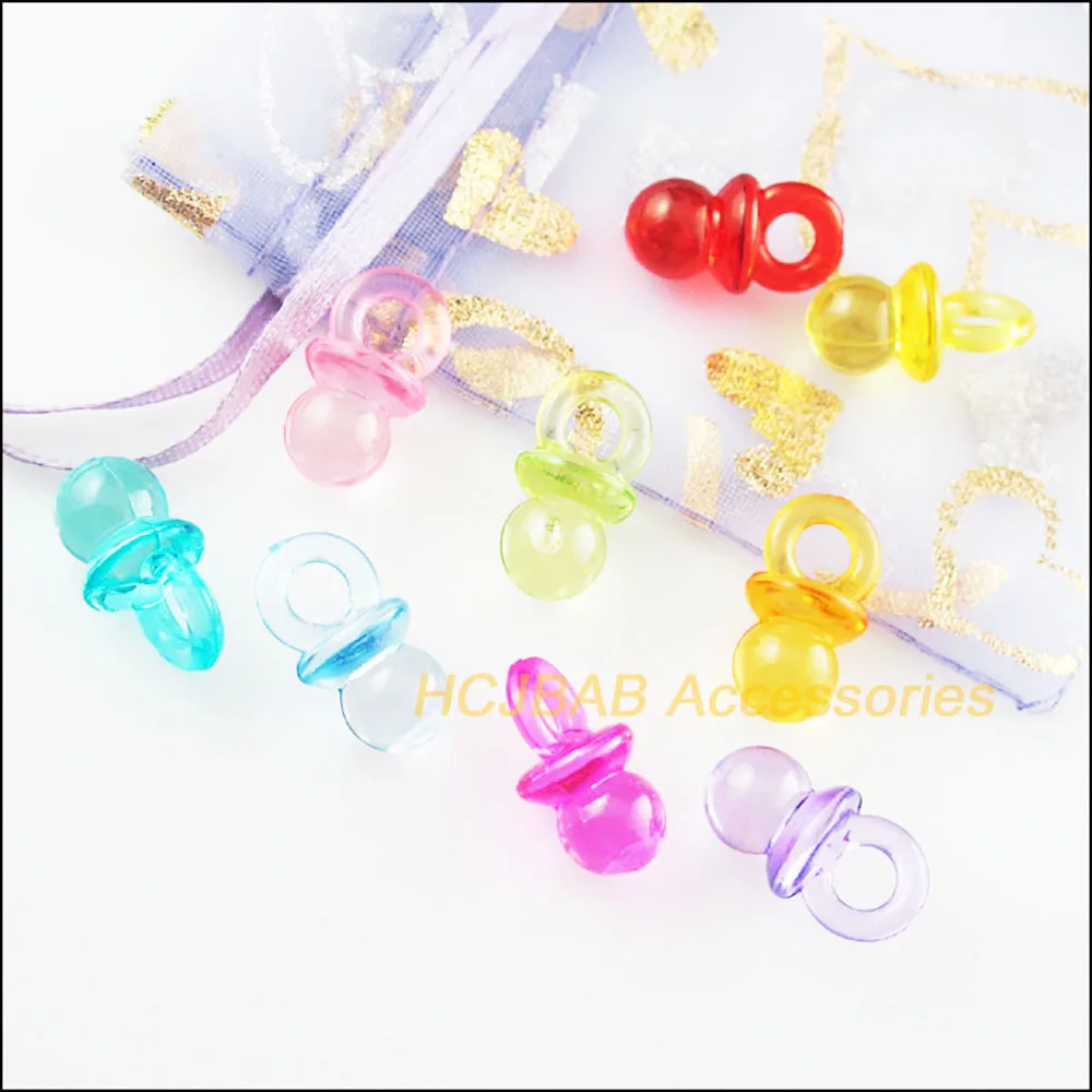 50Pcs Mixed Plastic Acrylic Lovely Baby Nipple Charms Pendants 10x19mm