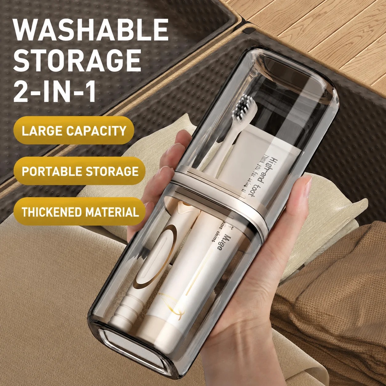 Tragbarer Reise-Mundspülbecher und Toilettenartikel-Set, Zahnbürstenbecher, Aufbewahrungsbox für elektrische Zahnbürsten – ein unverzichtbares Gadget für unterwegs.