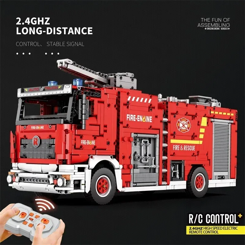 City Water Spray Extinguishing Train Puzzle Assembly Building Block Toy MOC Model Rescue Car Building Block Toy Decoration