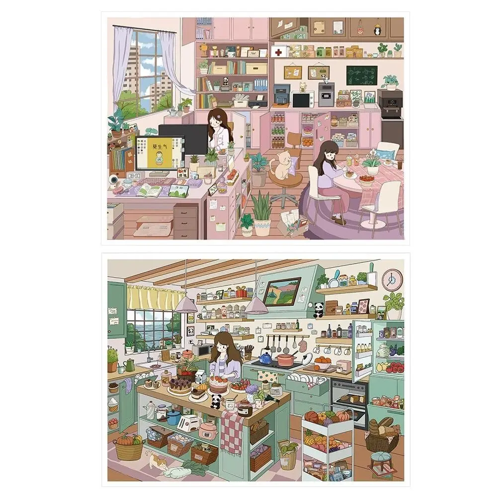 Kawaii Design Landscape Sticker Dessert Theme Cabin Scene Pocket Scene Sticker Comfortable Work 3D Sticker Home Decoration