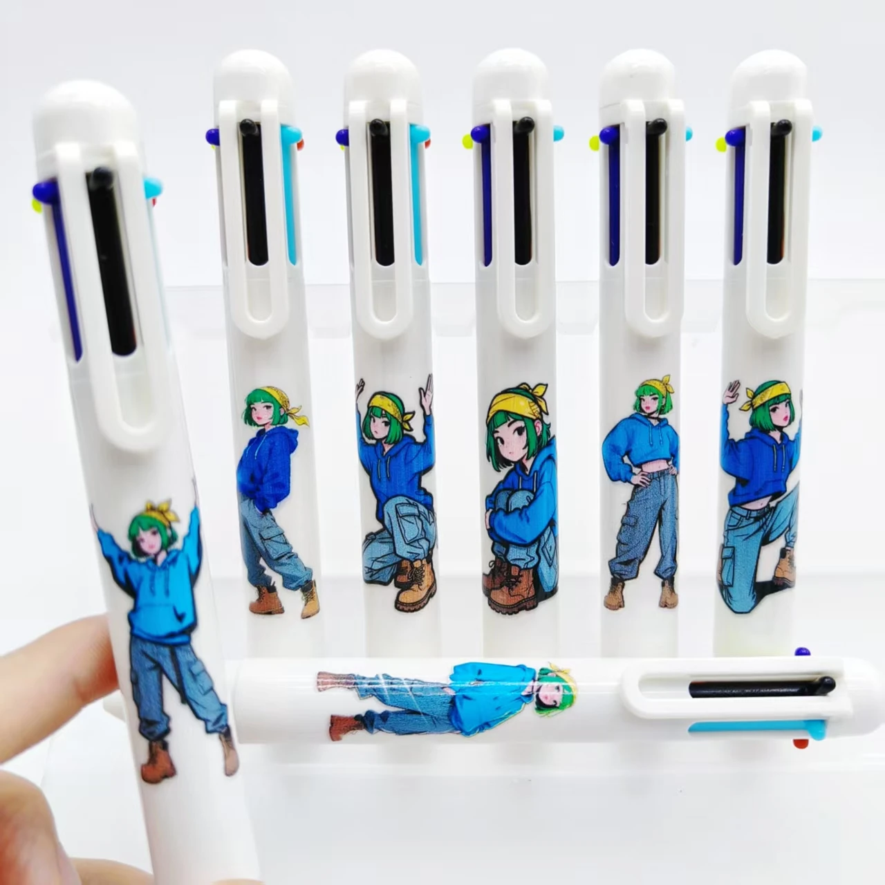 

3 шт./5 шт. модная и модная многоцветная ручка для девочек в европейском и американском стиле, белая серия шариковая ручка 6-в-1, подарочная ручка