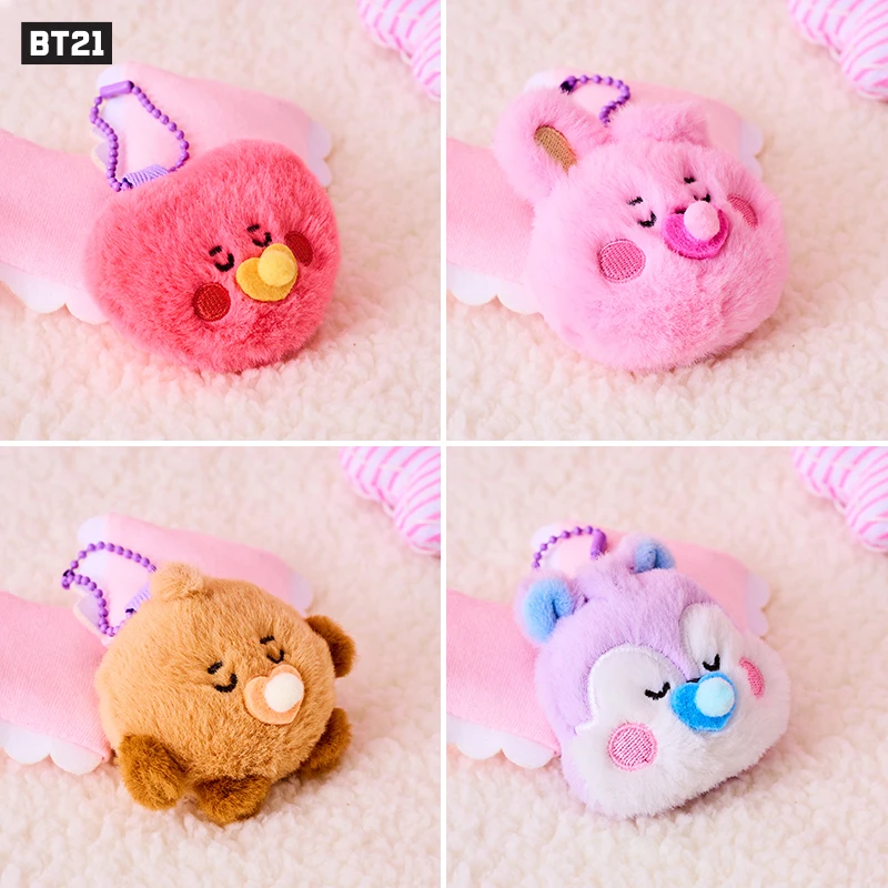 New Kawaii Bt21 Neonate Series Plush Keychain Mini Good Night Baby Bt21 Plush Toy Boy Girl Bag Key Chain Pendant Birthday Gift