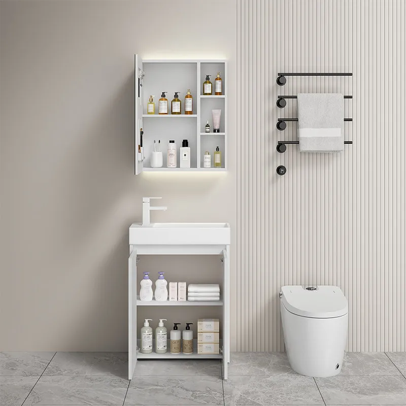 Floor-to-ceiling honeycomb aluminum bathroom cabinet wash basin cabinet combination ceramic basin wash basin small apartment