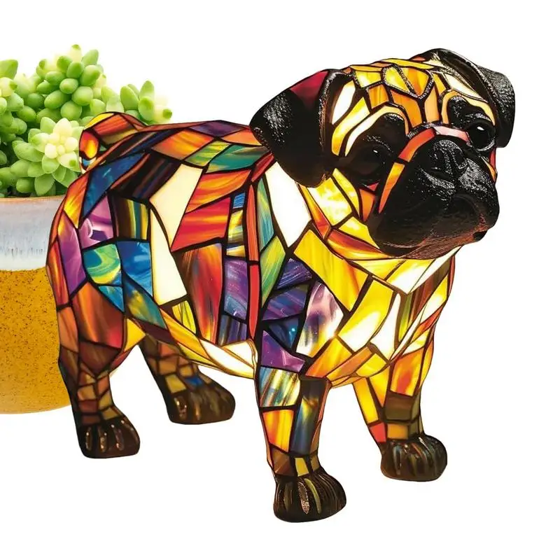 

Animal Lamp Retro Cat Stained Resin Desk Lamp Sculpture Colorful Night Light Resin Decorative Home Decor For Bedroom Living Room