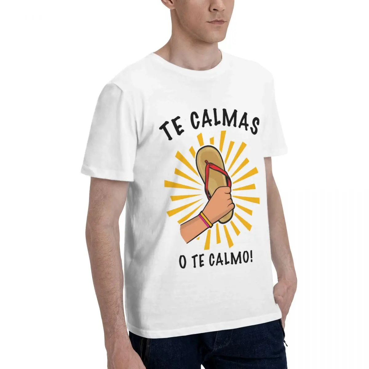 Te Calmas O Te Calmo Funny Mexican Saying Men's Short Sleeve Standard T-Shirt Office HalloweenFashionable Versatile T-Shirt