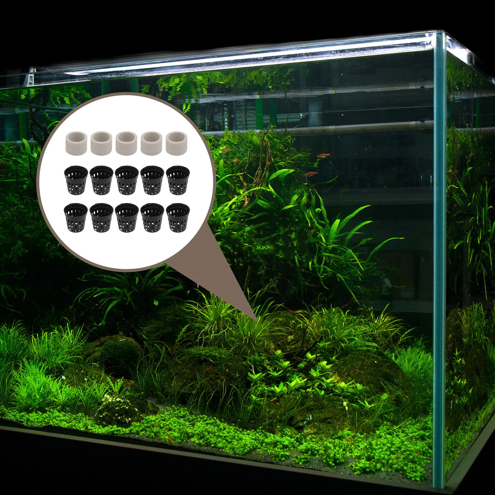 15pcs Aquarium Plant Fixator Set – Ceramic Water Plant Holder Rings for Small Fish Tank Landscape Decoration