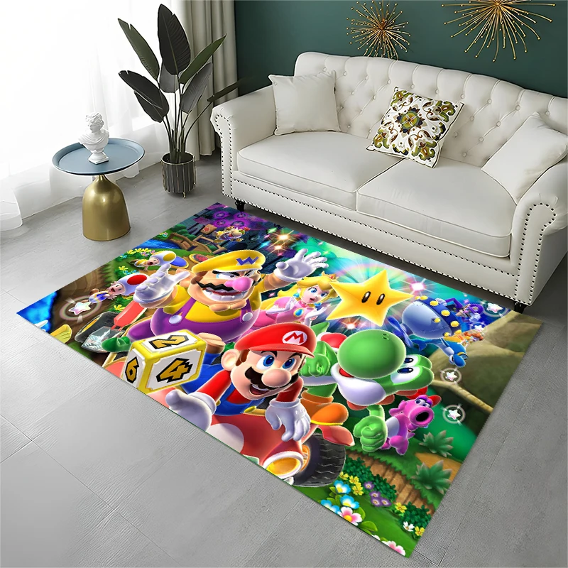 3D Cute Cartoon M-Mario Bros Game Non-Slip Area Rug for Living Room Bedroom Playroom,Carpet Floor Mat for Home Decor Holiday