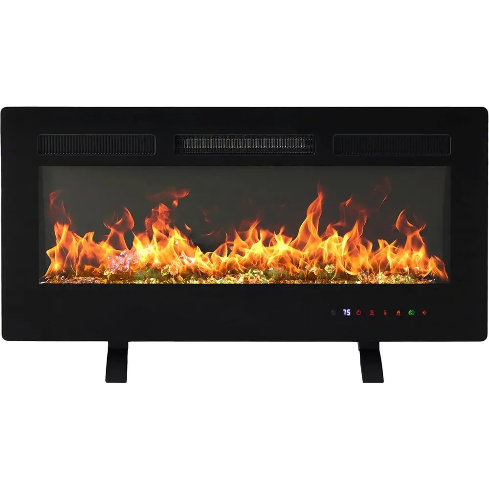 

Electric Fireplace Wall-Mounted/Recessed, Remote Control, Adjustable Flame, Touch Screen, Energy Saving, Black