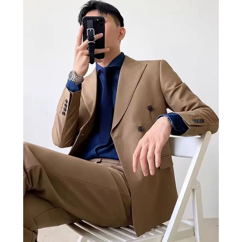 3-A52  Slim Fit Large Size Casual Suit Men's Korean Style Trendy Men's Small Sucket Handsome Groom Wedding