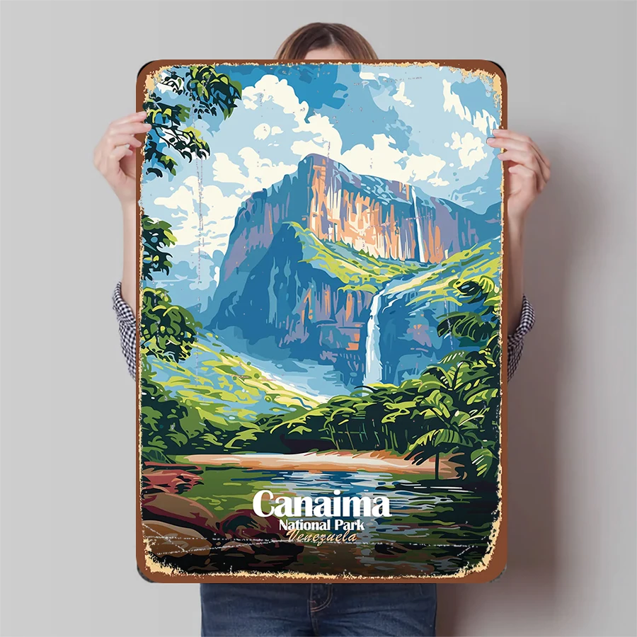 Parque Nacional de Canaima Venezuela paisaje Metal pared arte Tropical cascada montaña decoración del hogar