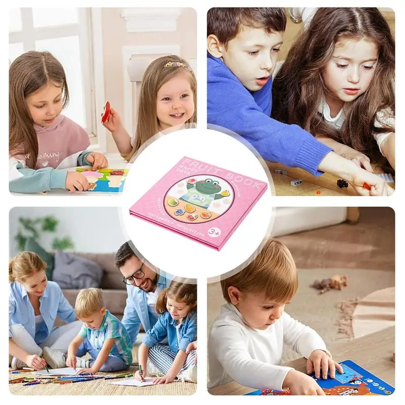 Buku magnetik untuk anak-anak berdiri buku dengan kartu magnetik kayu buku Montessori untuk anak-anak pendidikan bermain di rumah