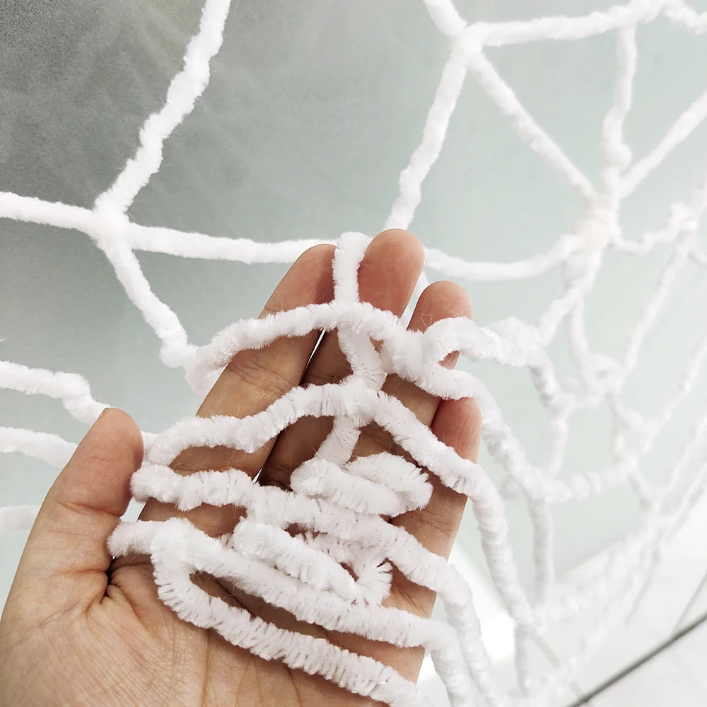 Toile d'araignée artificielle pour Halloween, 1 pièce, ornements de Cosplay en peluche, toile d'araignée blanche pour bricolage, fournitures de décoration de fête d'halloween