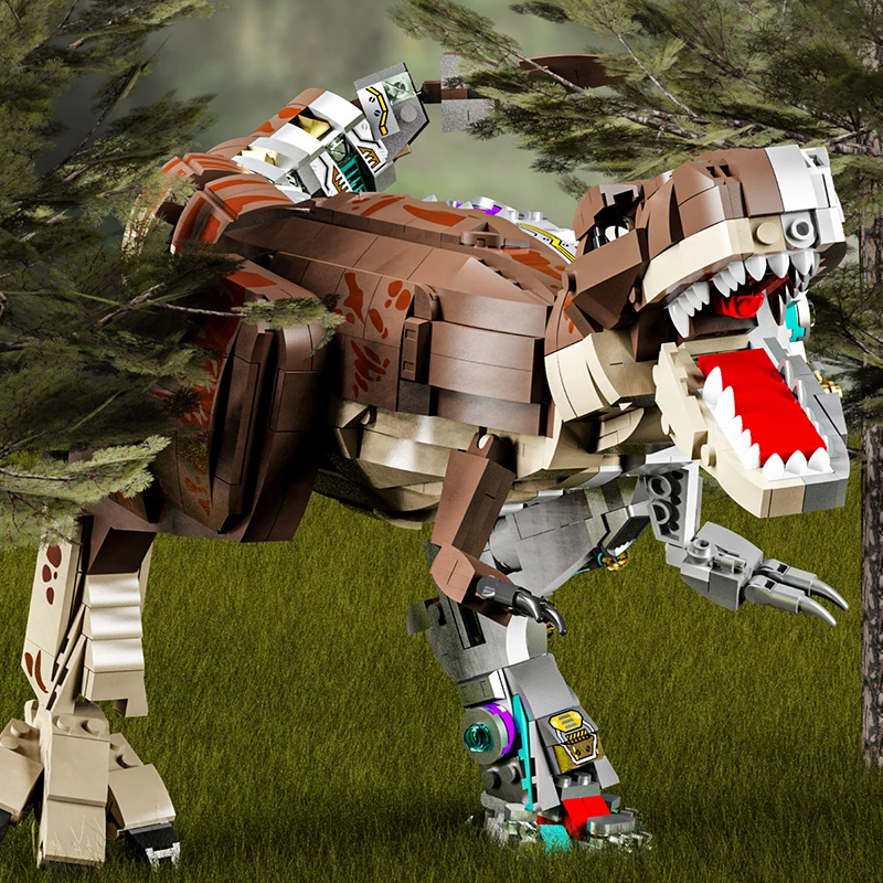 Semi-mechanized dinosaur series Tyrannosaurus rex assembled model moving toy building blocks