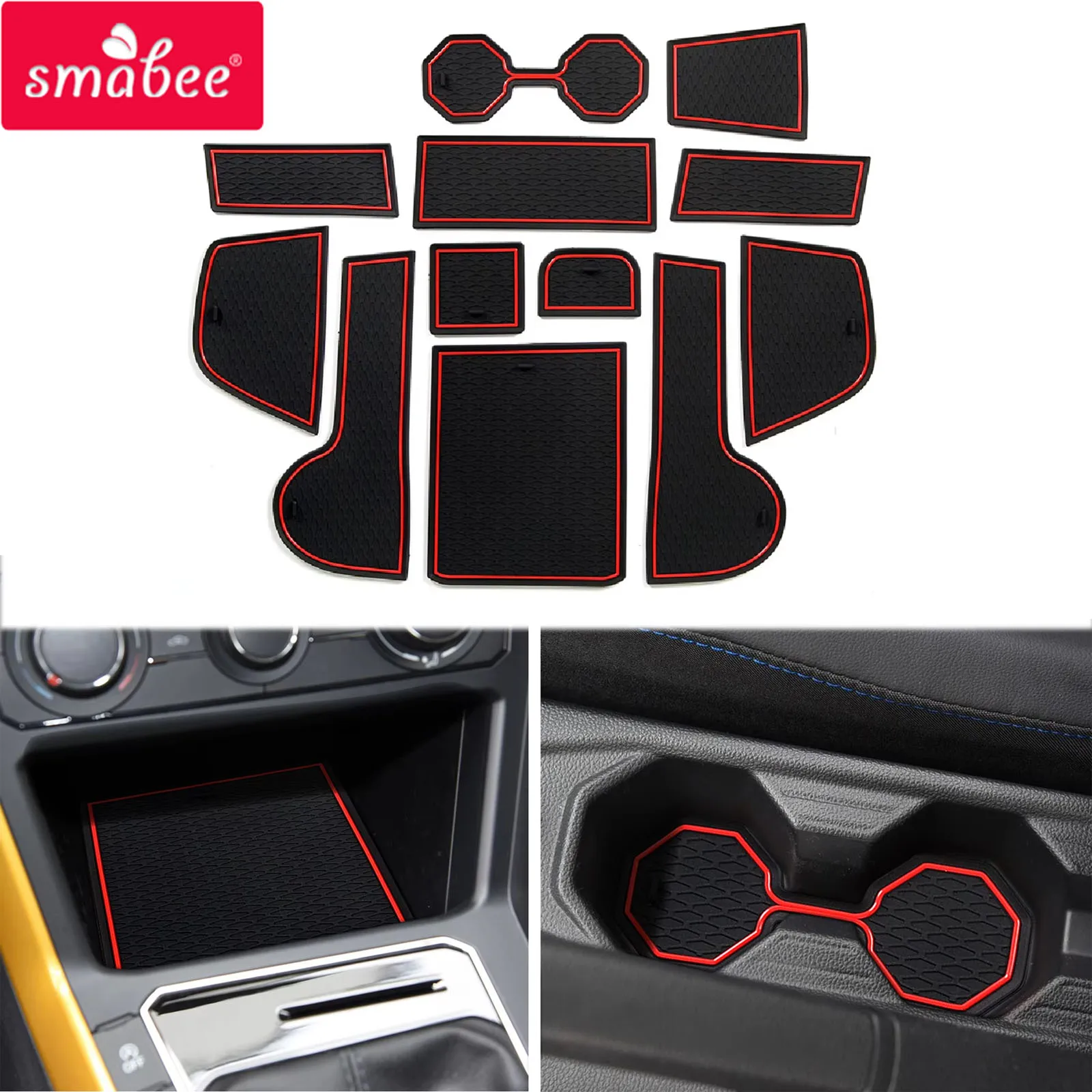 Smabee for VW Volkswagen POLO MK6 AW 2018-2023 PVC Anti-slip Gate Slot Mat Car Door Groove Cup Holder Pad Interior Accessories