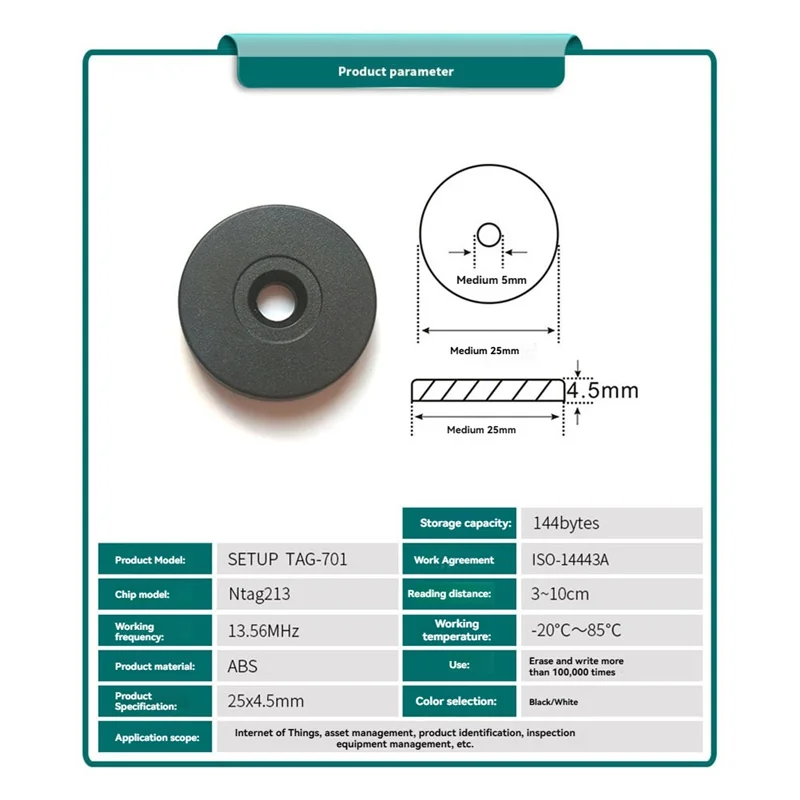 5 шт., 25 мм, RFID-пропускные точки, этикетка, защита, туристическая патрульная система, антиметаллический чип NFC 213, 13,56 МГц, 144 байта-AA25