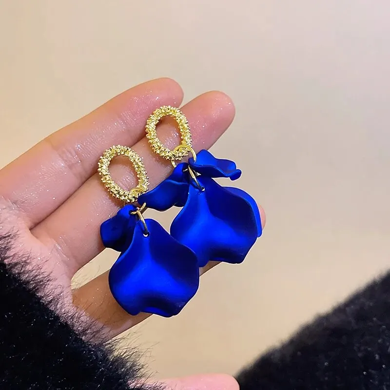 Böhmische bunte Blumenohrringe für Damen, modische Blütenblatt-Anhänger-Ohrringe, Party-Tropfenohrringe, Schmuck, Y2k-Accessoires, Bijoux A