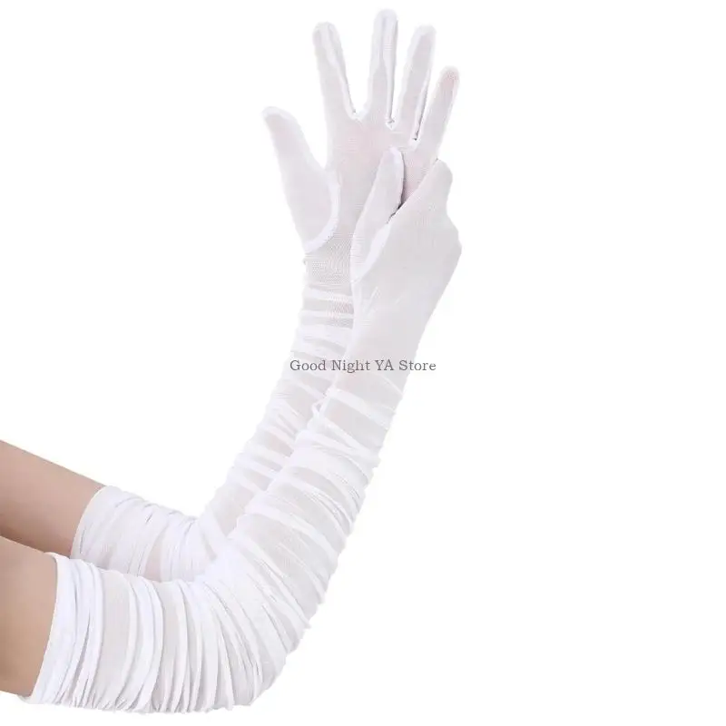 Luvas leves 27-39 polegadas elegantes luvas malha Fashon Mesh para recepções noivado do chuveiro noiva