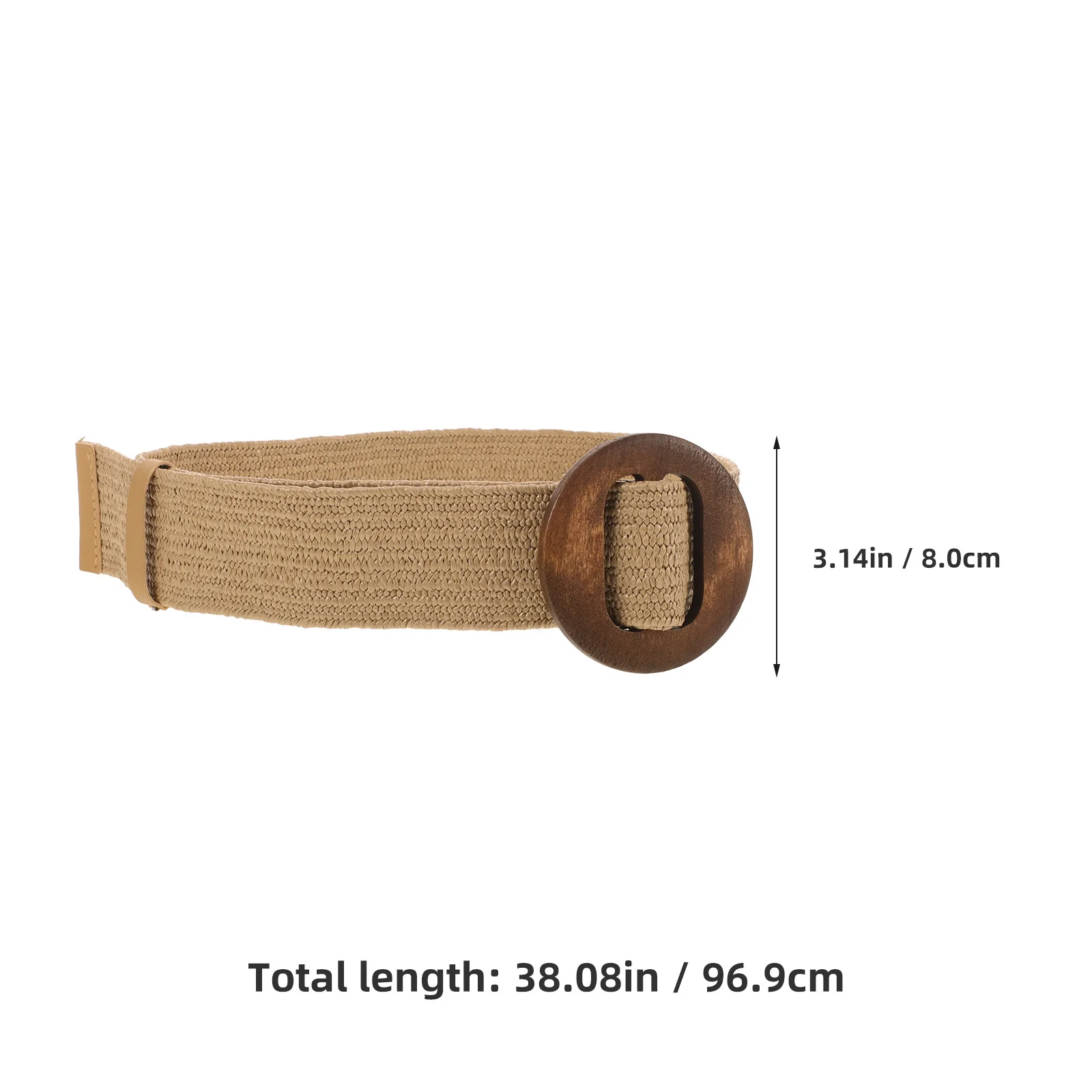 Cinturón de cintura tejido marrón para mujer, pretina trenzada, vestidos informales, faja de cintura ajustable, hebilla de madera, cinturón ancho bohemio