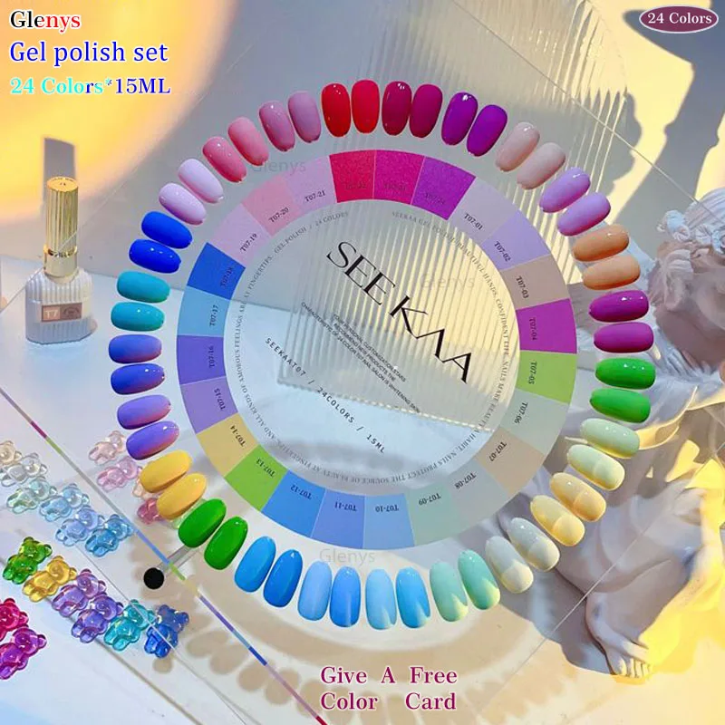 Pegamento de esmalte de uñas de 24 colores Glenys popular en toda la red gel de inmersión semipermanente barniz de arte de uñas