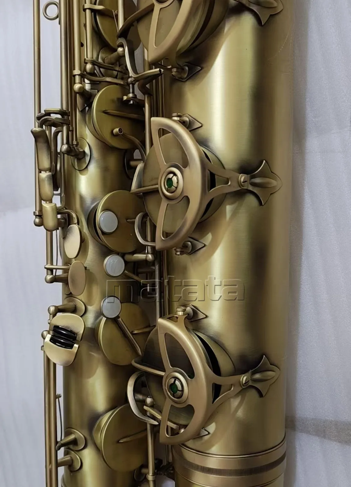 High quality Antique bronze Baritone Saxophone New Eb Bari 2 Necks With Luxury flight Case