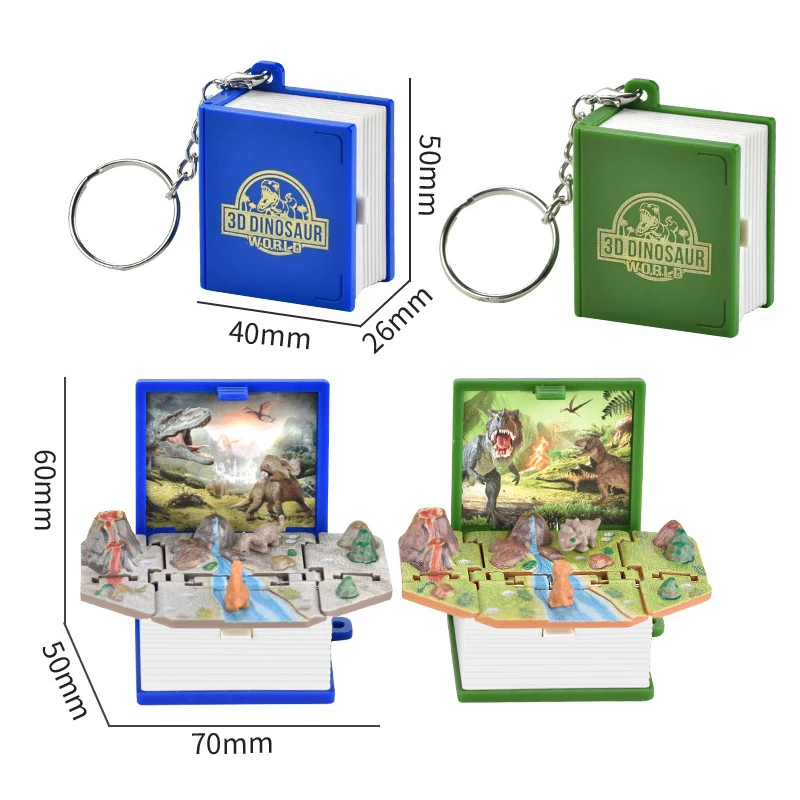 

3D Mini Fold Book Keychain Children Kids Toys Anxiety Stress Relief Castle Toys Birthday Jewelry Gift Car Key Rings Key Chains