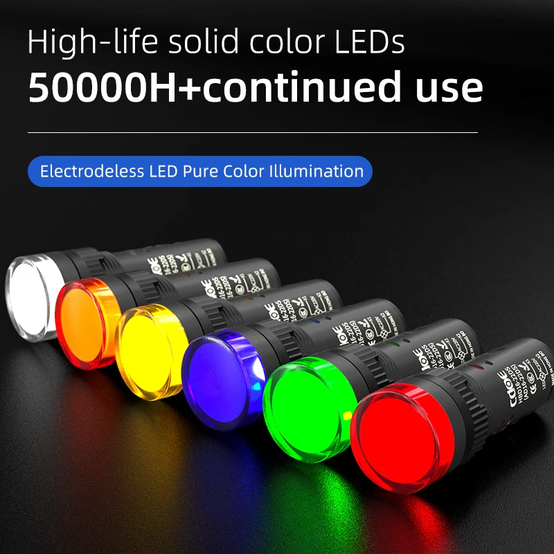 

24/220V LED Indicator Light Green 24V Power Indicator Light Energy Saving Indicator Light 22MM (7/8") 220 Volt AC/DC Pilot Light