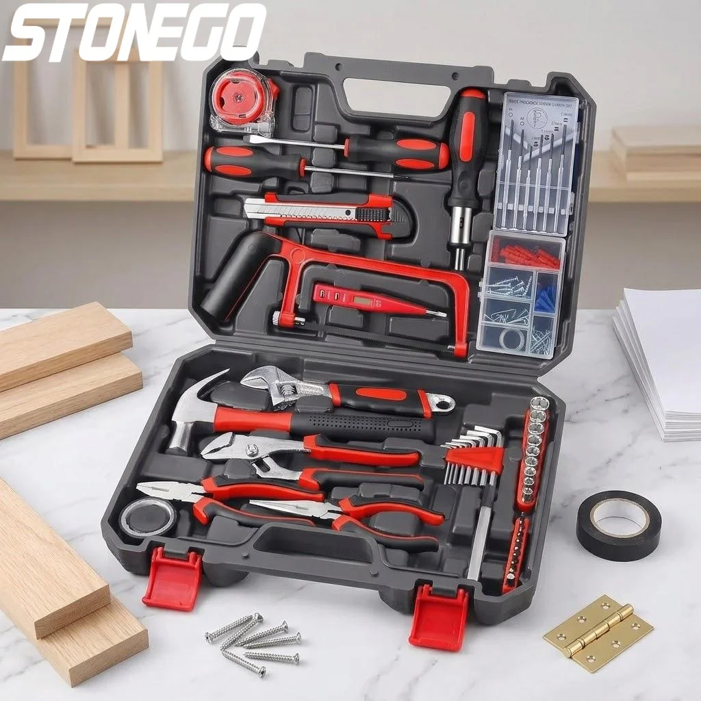 

DIY Hand Tool Kit 108pcs Hardware Set with Saw Screwdriver Hammer Tape Measure Wrench Pliers for Home Improvement Projects