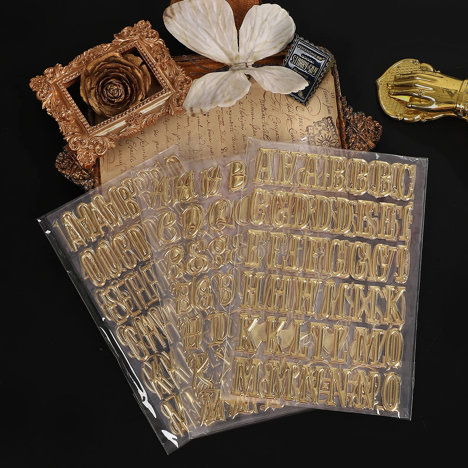 

3 шт. винтажные английские буквы алфавита металлический стерео пейзаж наклейка для домашних животных творческий DIY материал для журнала коллаж канцелярские принадлежности