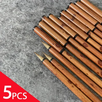 5 adet taşınabilir kaligrafi fırçası küçük karakterler Xiaokai düzenli komut yazma fırça bambu çakal saç çin resim sanatı fırça