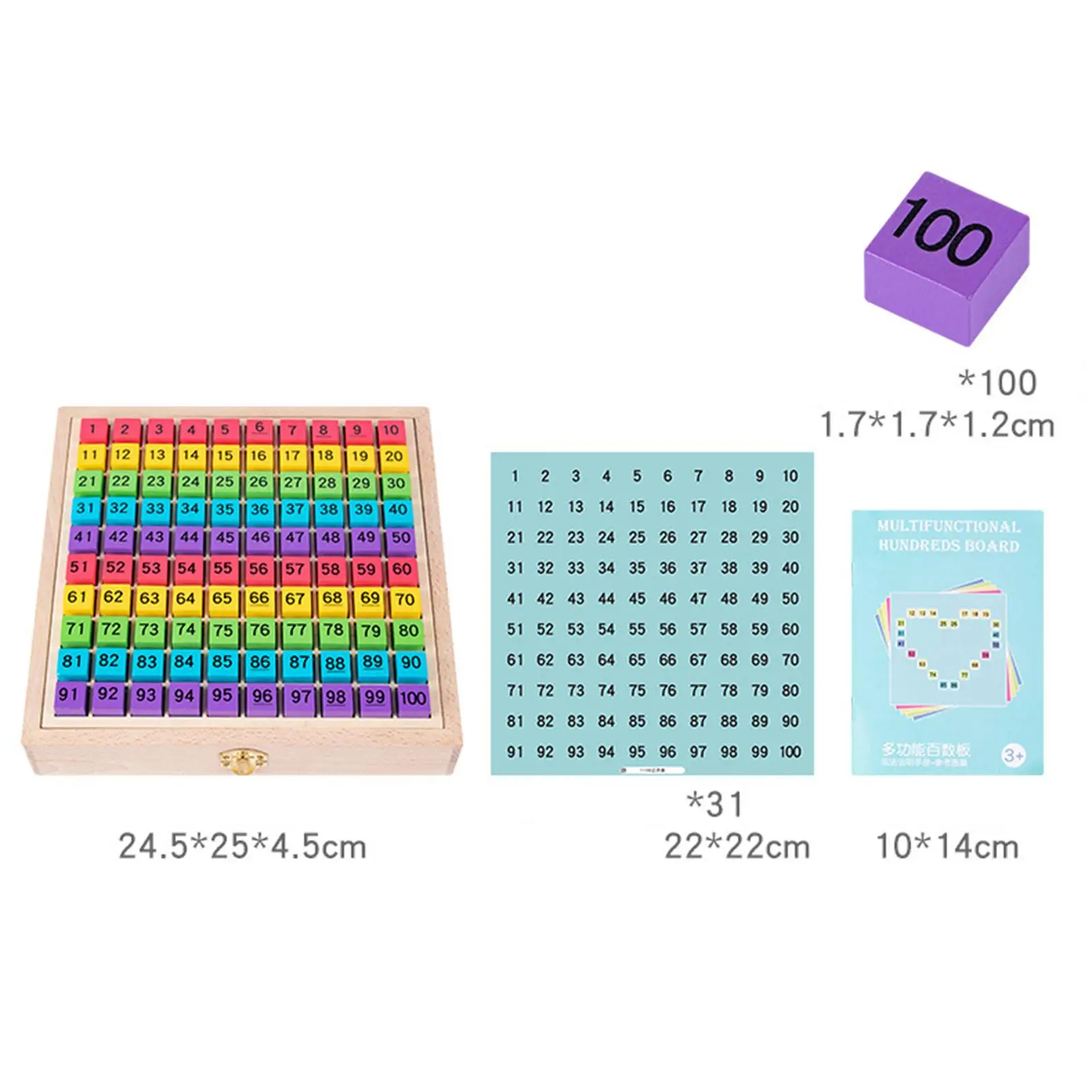 

Wooden Math Hundred Board Math Learning Counting Board Game for Children